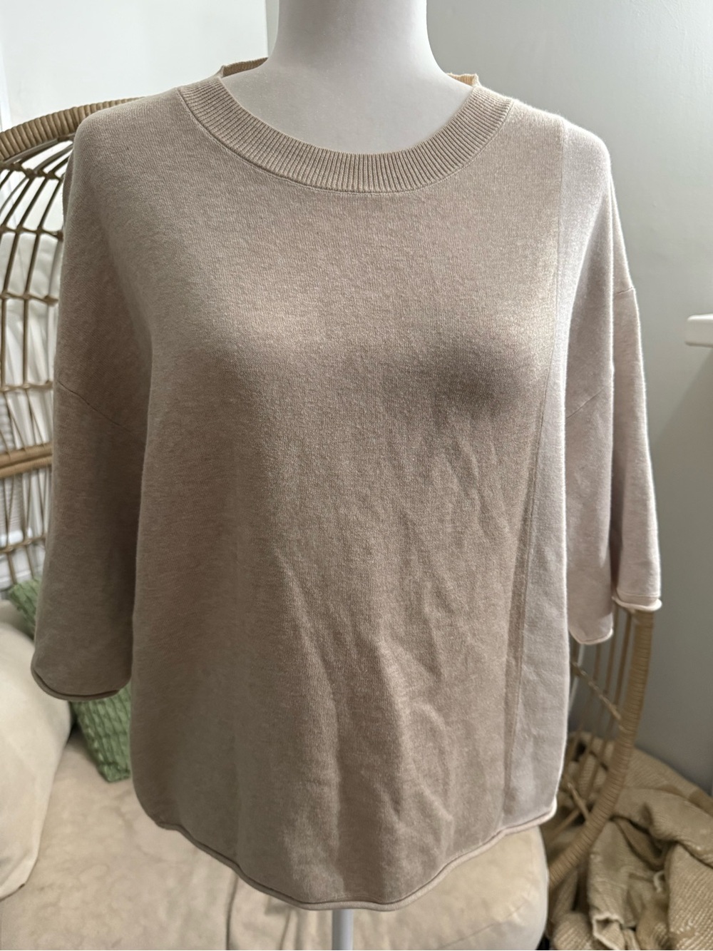 Humanoid Beige Organic Cotton Oversized Knit Top XS